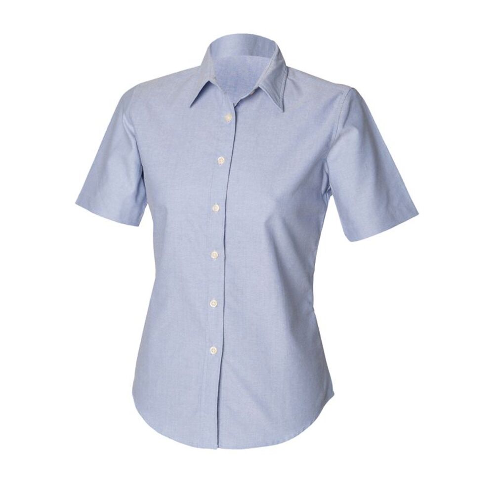 Henbury Womens/Ladies Short Sleeve Plain Cotton Classic Oxford Work/Office Shirt